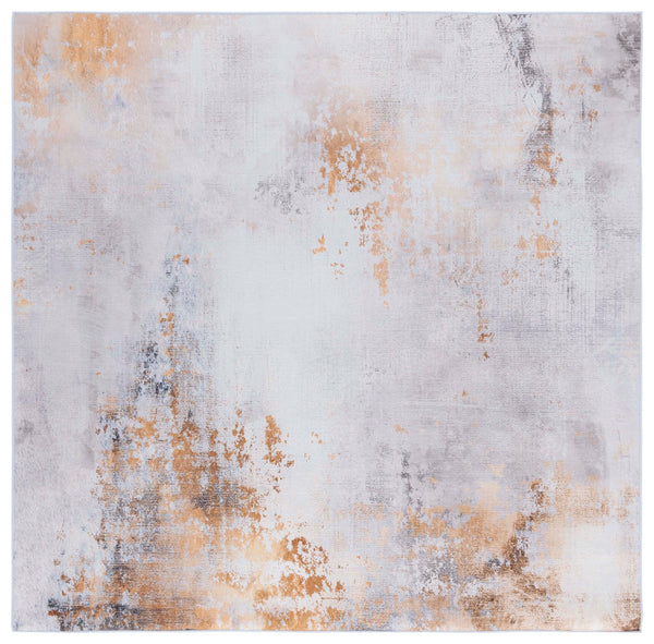 Safavieh Tacoma Modern Grey & Gold Abstract Area Rug — Low-Profile Machine-Washable Polyester, Slip-Resistant 4'-0" x 4'-0" TAC805F-4SQ