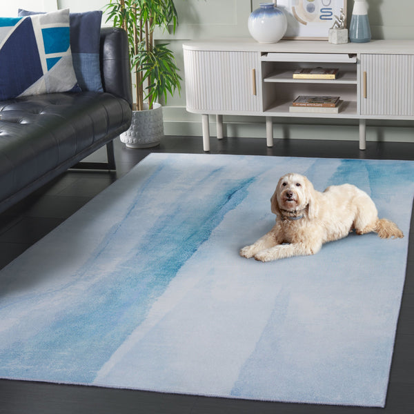 Safavieh Tacoma Stylish Ivory And Blue Area Rug – Machine Washable, Slip Resistant, And Soft Comfort For Any Room Ivory ,Blue Polyester Pile Tac807a-4