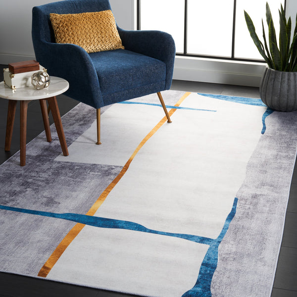 Safavieh Tacoma Contemporary Power Loomed Area Rug - Elegant Abstract Design, Machine Washable & Slip Resistant Grey ,Light Grey Polyester Pile Tac820f-4r
