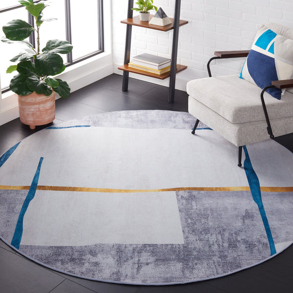 Safavieh Tacoma Contemporary Power Loomed Area Rug - Elegant Abstract Design, Machine Washable & Slip Resistant Grey ,Light Grey Polyester Pile Tac820f-4r