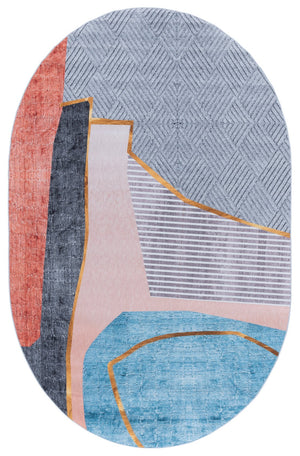 Safavieh Tacoma 834b Beige Blue Oval Rug - Machine Washable, Slip Resistant, Stylish 5' X 8' Home Accent Beige ,Blue Polyester Pile Tac834b-5ov