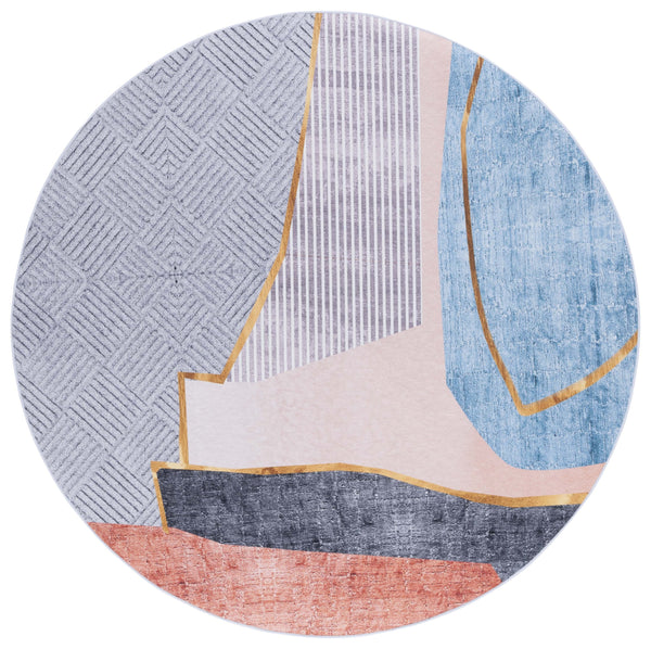 Safavieh Tacoma 834b Beige Blue Oval Rug - Machine Washable, Slip Resistant, Stylish 5' X 8' Home Accent Beige ,Blue Polyester Pile Tac834b-5ov