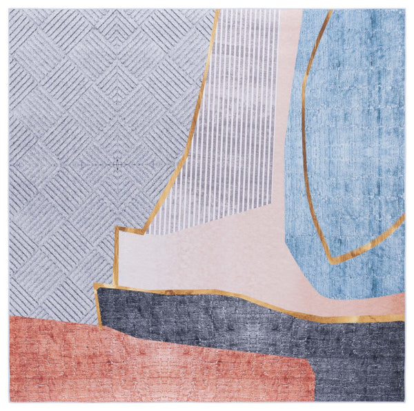 Safavieh Tacoma 834b Beige Blue Oval Rug - Machine Washable, Slip Resistant, Stylish 5' X 8' Home Accent Beige ,Blue Polyester Pile Tac834b-5ov