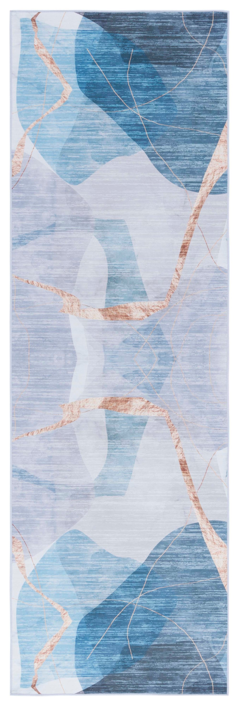 Safavieh Tacoma Area Rug - Contemporary Abstract Design, Durable Power Loomed Construction, Washable & Safe Blue ,Gold Polyester Pile Tac836m-4sq