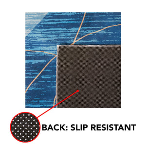 Safavieh Tacoma Area Rug - Contemporary Abstract Design, Durable Power Loomed Construction, Washable & Safe Blue ,Gold Polyester Pile Tac836m-4sq