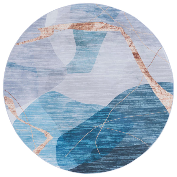 Safavieh Tacoma Area Rug - Contemporary Abstract Design, Durable Power Loomed Construction, Washable & Safe Blue ,Gold Polyester Pile Tac836m-4sq