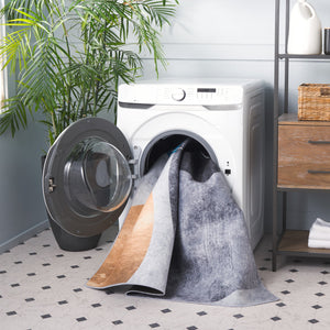 Safavieh Tacoma Contemporary Area Rug - Machine Washable, Slip Resistant, And Stylish For Any Space Dark Grey ,Turquoise Polyester Pile Tac837g-4r