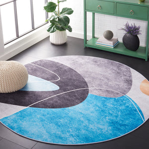Safavieh Tacoma Contemporary Area Rug - Machine Washable, Slip Resistant, And Stylish For Any Space Dark Grey ,Turquoise Polyester Pile Tac837g-4r