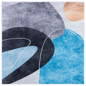 Safavieh Tacoma Contemporary Area Rug - Machine Washable, Slip Resistant, And Stylish For Any Space Dark Grey ,Turquoise Polyester Pile Tac837g-4r