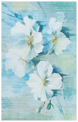 Safavieh Tacoma Watercolor Floral Light Blue & Ivory Area Rug — Low-Profile Polyester, Machine-Washable, Slip-Resistant 3'-0" x 5'-0" TAC851L-3