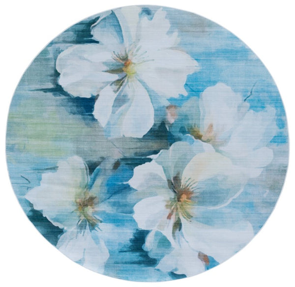 Safavieh Tacoma Floral Runner Rug Power Loomed Polyester for Hallway Entryway or Bedroom 6'-0" x 6'-0" - Round TAC851L-6R