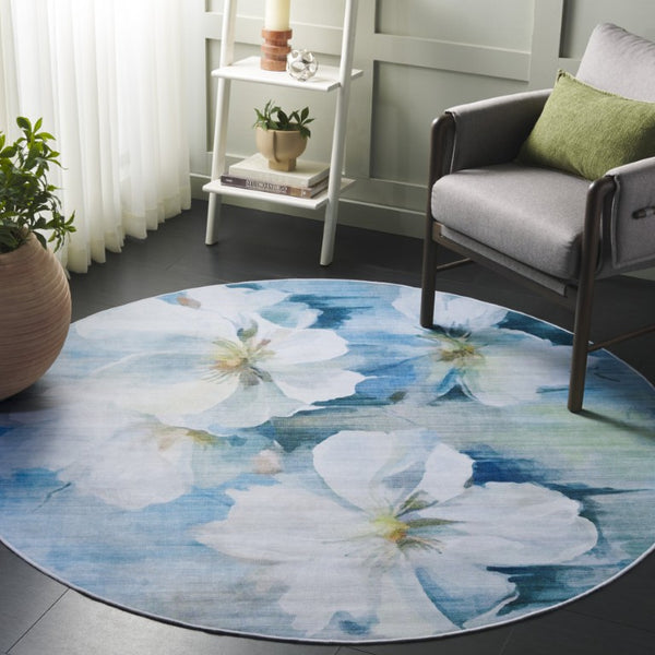 Safavieh Tacoma Floral Runner Rug Power Loomed Polyester for Hallway Entryway or Bedroom 6'-0" x 6'-0" - Round TAC851L-6R