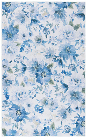 Safavieh Tacoma Coastal Light Blue Area Rug 8X10 Rectangular Low-Profile Polyester Floral Design, Durable 9'-0" x 12'-0" TAC852L-9
