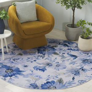 Safavieh Tacoma Coastal Light Blue Area Rug 8X10 Rectangular Low-Profile Polyester Floral Design, Durable 9'-0" x 12'-0" TAC852L-9