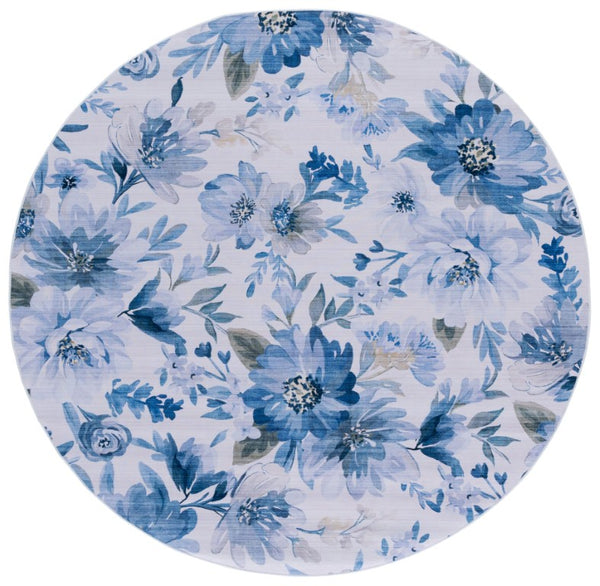 Safavieh Tacoma Soft Floral Polyester Runner Rug Low Pile Machine Washable Entryway Accent 6'-0" x 6'-0" Round TAC852L-6R
