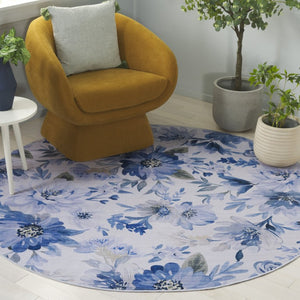 Safavieh Tacoma Soft Floral Polyester Runner Rug Low Pile Machine Washable Entryway Accent 6'-0" x 6'-0" Round TAC852L-6R