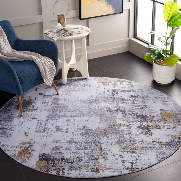Safavieh Tacoma Contemporary Power-loomed Rug - Elegant Abstract Design, Slip-resistant & Machine Washable Grey ,Gold Polyester Pile Tac863f-4sq