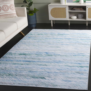 Safavieh Tacoma Power-Loomed 2'6"X4' Grey Aqua Rug — Low-Profile, Washable Polyester, Slip-Resistant Coastal Elegance TAC919B-24