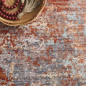 Safavieh Tacoma Abstract Geometric Polyester Area Rug Bold Rust Aqua Tones for Living Rooms Brown TAC943P-10