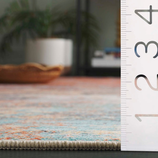 Safavieh Tacoma Abstract Geometric Polyester Area Rug Bold Rust Aqua Tones for Living Rooms Brown TAC943P-10