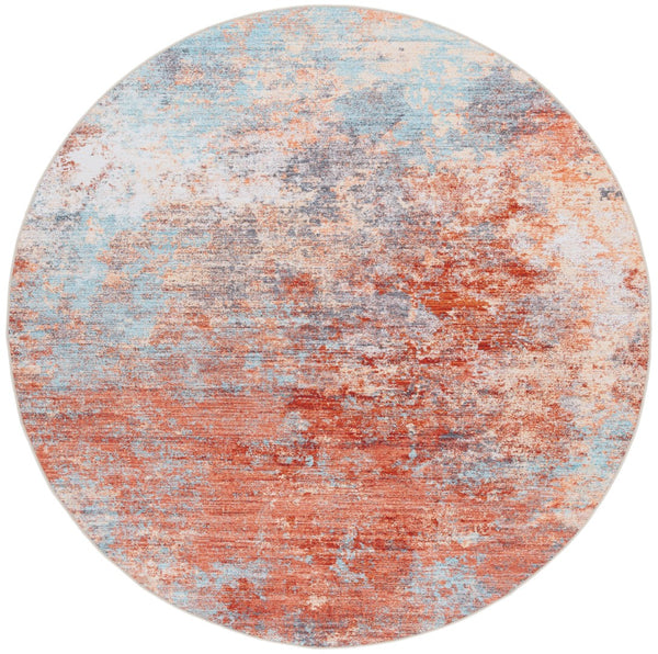 Safavieh Tacoma 943 Power Loomed Transitional Rug Rust / Aqua 6' x 6' Round