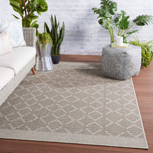 Jaipur Living Vibe by Jaipur Living Motu Flatwoven Polypropylene Trellis Rug for Patio or Foyer Gray 9'X12' RUG149695