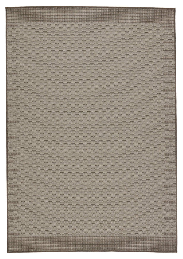 Jaipur Living Vibe by Jaipur Living Poerava Flatweave Polypropylene Indoor Outdoor Bordered Neutral Rug Gray 5'3"X7'6" RUG149706