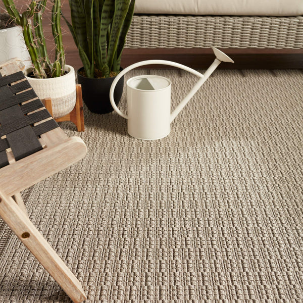 Jaipur Living Vibe by Jaipur Living Poerava Flatweave Polypropylene Indoor Outdoor Bordered Neutral Rug Gray 5'3"X7'6" RUG149706