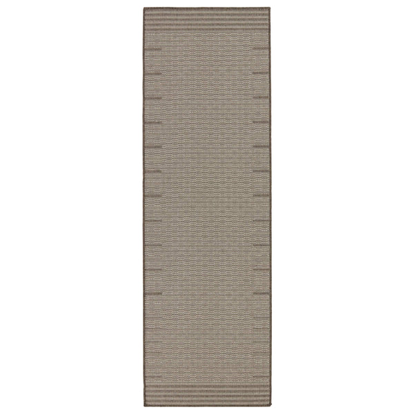 Jaipur Living Vibe by Jaipur Living Poerava Flatweave Polypropylene Indoor Outdoor Bordered Neutral Rug Gray 2'6"X8' RUG149704