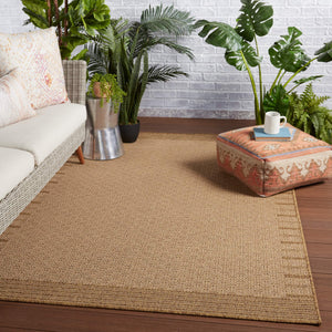 Jaipur Living Vibe by Jaipur Living Poerava Flatweave Polypropylene Indoor Outdoor Bordered Neutral Rug Beige 8'X10' RUG149846