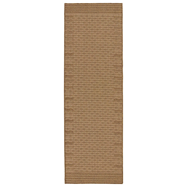 Jaipur Living Vibe by Jaipur Living Poerava Flatweave Polypropylene Indoor Outdoor Bordered Neutral Rug Beige 2'6"X8' RUG149842
