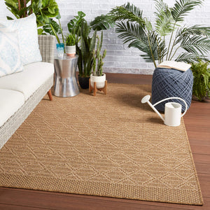 Jaipur Living Vibe by Jaipur Living Motu Flatwoven Polypropylene Trellis Rug for Patio or Foyer Light Brown 4'X6' RUG149733