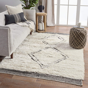Jaipur Living Jaipur Living Ephesus Wool Hand-knotted Ivory Geometric Rug Moroccan High Pile RUG138521