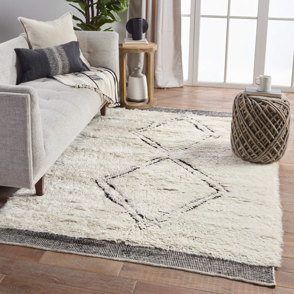 Jaipur Living Jaipur Living Ephesus Wool Hand-knotted Ivory Geometric Rug Moroccan High Pile RUG138521