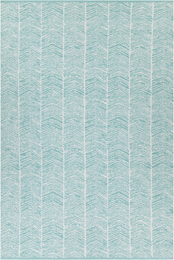 Chandra Rugs Hand-woven Cotton Rug - Exquisite Flatweave Design For Cozy Spaces, Artisanal Charm & Comfort! Teal,White Cotton Tan45911-576