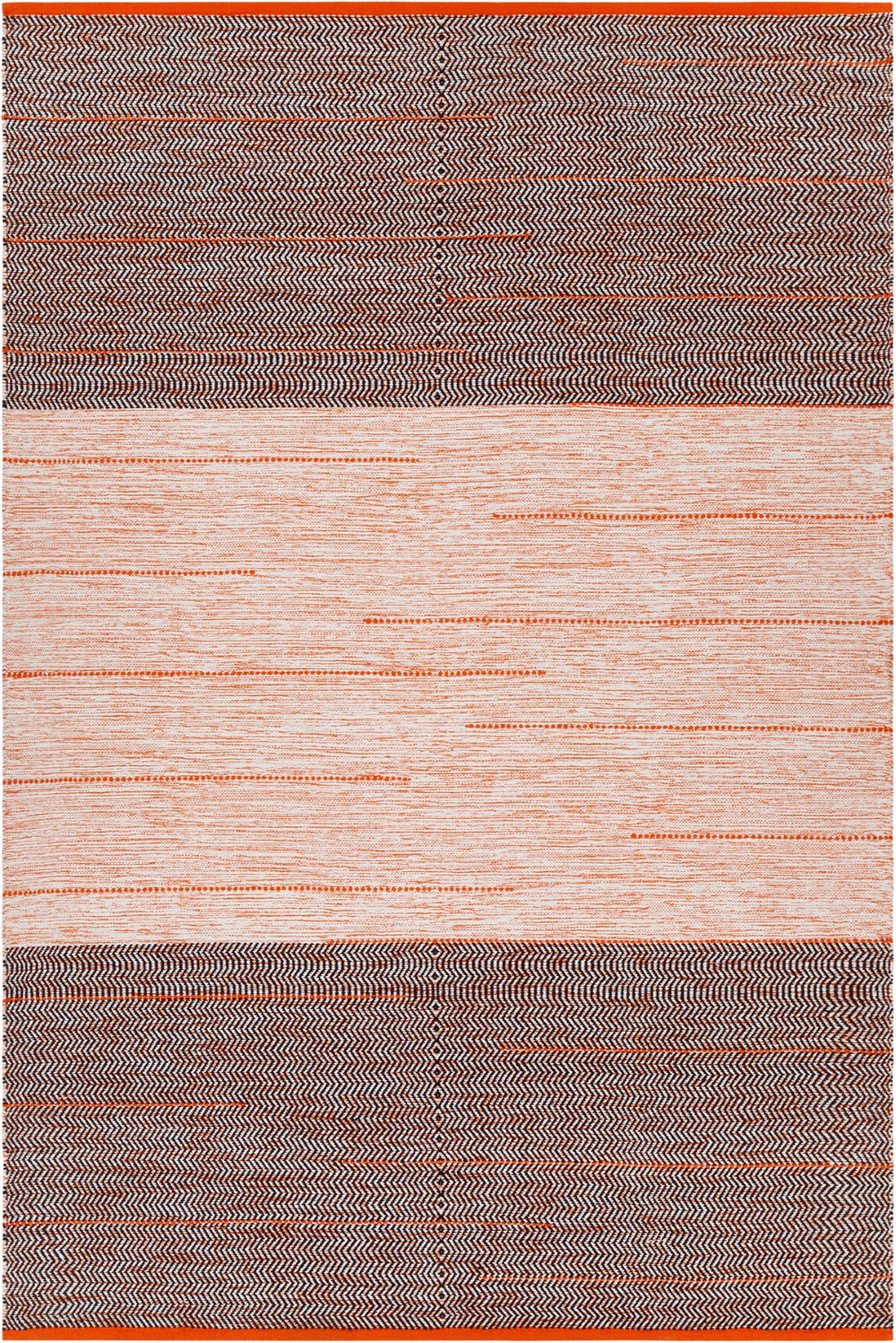 Chandra Rugs Hand-woven Cotton Rug - Exquisite Flatweave Design For Unique Style & Comfort In Any Room Orange,Black Cotton Tan45926-576