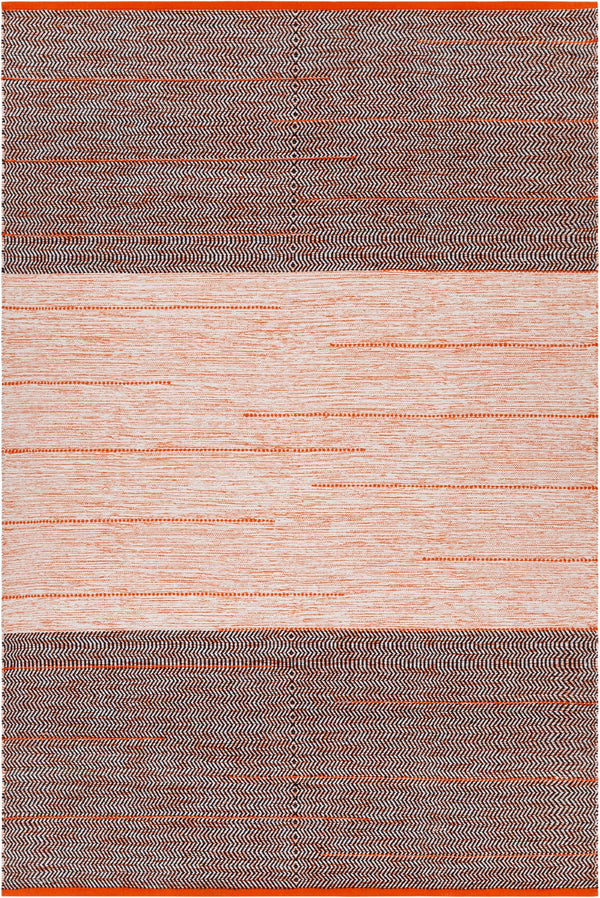 Chandra Rugs Hand-woven Cotton Rug - Exquisite Flatweave Design For Unique Style & Comfort In Any Room Orange,Black Cotton Tan45926-576