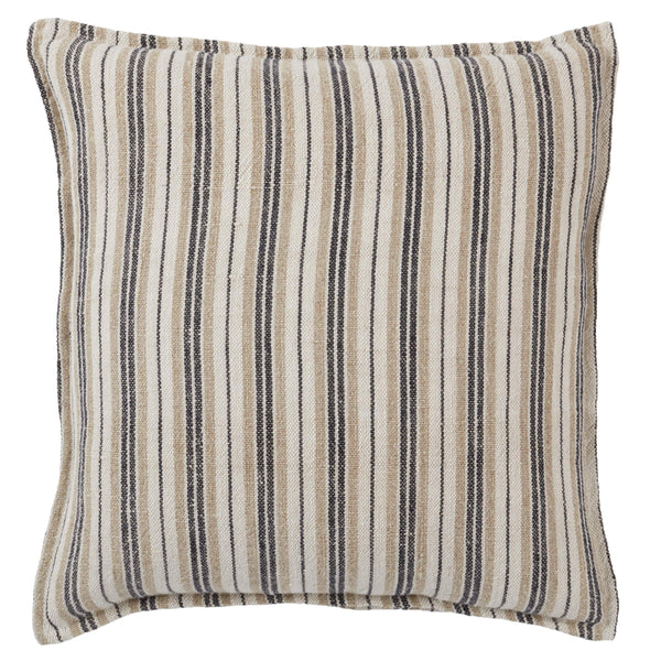 Jaipur Living Jaipur Living Lucien Linen Lumbar Pillow Earthy Stripe Poly Insert for Rooms Dark Brown / Cream 20" Square Poly Fill PLW103888