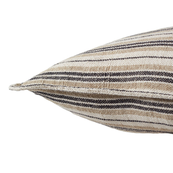 Jaipur Living Jaipur Living Lucien Linen Lumbar Pillow Earthy Stripe Poly Insert for Rooms Dark Brown / Cream 20" Square Poly Fill PLW103888
