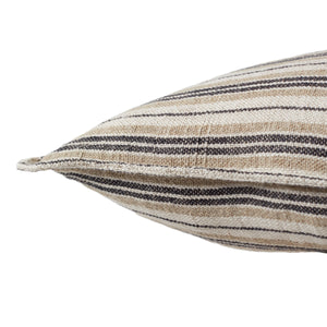 Jaipur Living Jaipur Living Tanzy Linen Lumbar Pillow Cover Earthy Stripe Reversible Woven Texture Dark Brown / Cream 20" Square PLC102551