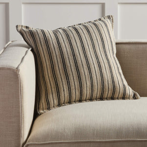 Jaipur Living Jaipur Living Lucien Linen Lumbar Pillow Earthy Stripe Poly Insert for Rooms Dark Brown / Cream 20" Square Poly Fill PLW103888