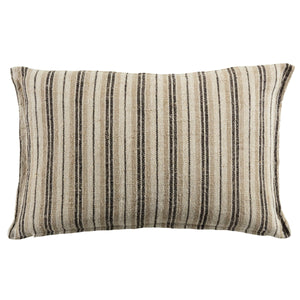 Jaipur Living Jaipur Living Lucien Linen Lumbar Pillow Earthy Stripe Poly Insert for Rooms Dark Brown / Cream 13"X21" Lumbar Poly Fill PLW103887