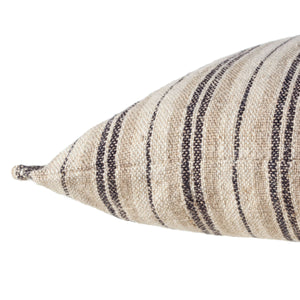 Jaipur Living Jaipur Living Lucien Linen Lumbar Pillow Earthy Stripe Poly Insert for Rooms Dark Brown / Cream 13"X21" Lumbar Poly Fill PLW103887