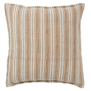 Jaipur Living Jaipur Living Lucien Linen Lumbar Pillow Earthy Stripe Poly Insert for Rooms Cream / Gold 20" Square Poly Fill PLW103907
