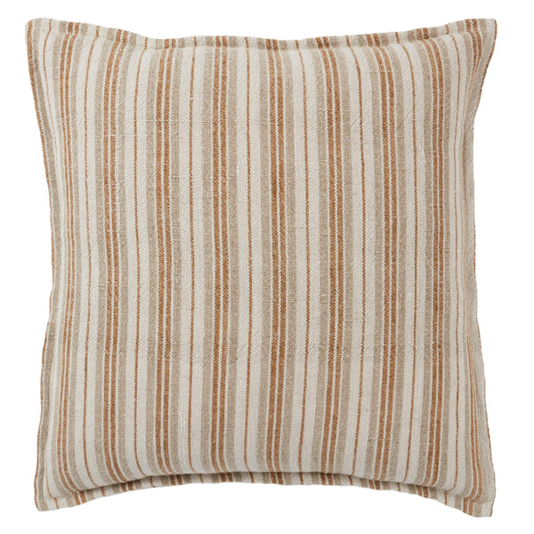 Jaipur Living Jaipur Living Lucien Linen Lumbar Pillow Earthy Stripe Poly Insert for Rooms Cream / Gold 20" Square Poly Fill PLW103907