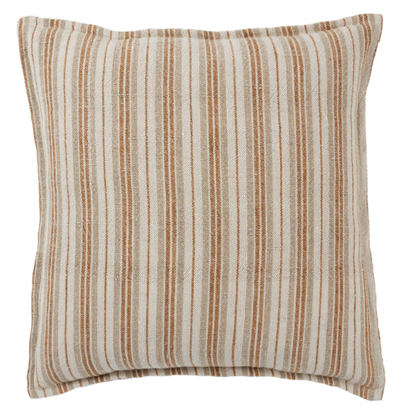 Jaipur Living Jaipur Living Lucien Linen Lumbar Pillow Earthy Stripe Poly Insert for Rooms Cream / Gold 20" Square Poly Fill PLW103907