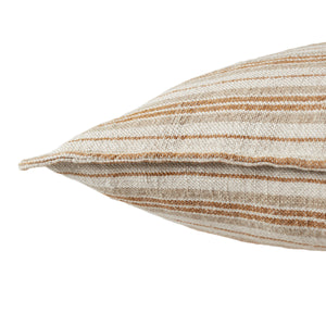 Jaipur Living Jaipur Living Tanzy Linen Lumbar Pillow Cover Earthy Stripe Reversible Woven Texture Cream / Gold 20" Square PLC102570