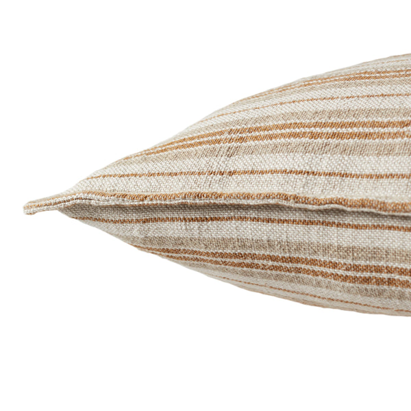 Jaipur Living Jaipur Living Tanzy Linen Lumbar Pillow Cover Earthy Stripe Reversible Woven Texture Cream / Gold 20" Square PLC102570