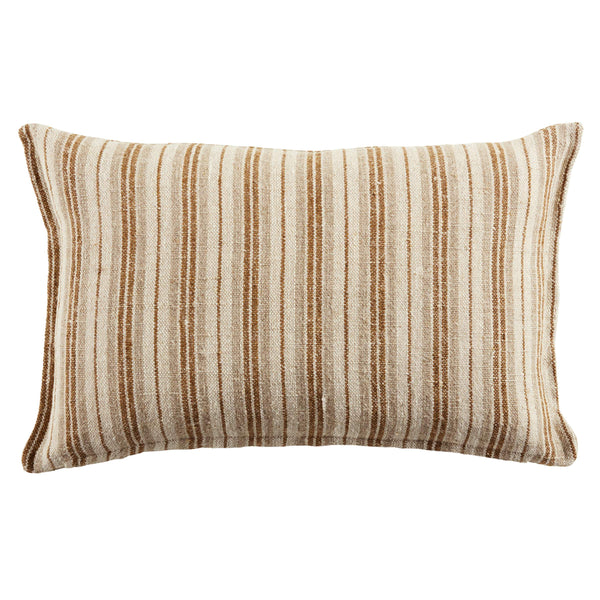 Jaipur Living Jaipur Living Lucien Linen Lumbar Pillow Earthy Stripe Poly Insert for Rooms Cream / Gold 13"X21" Lumbar Down PLW103936