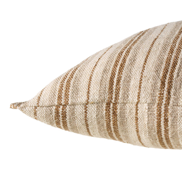Jaipur Living Jaipur Living Lucien Linen Lumbar Pillow Earthy Stripe Poly Insert for Rooms Cream / Gold 13"X21" Lumbar Down PLW103936